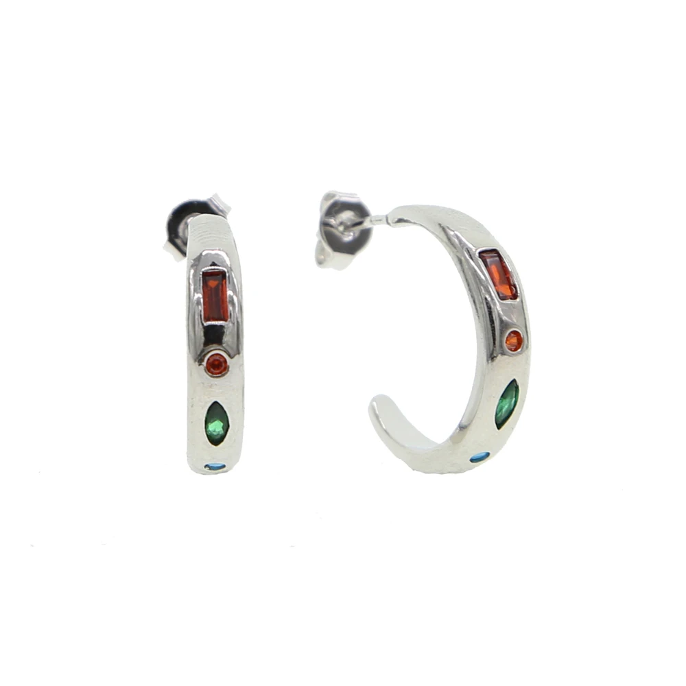 Популярные серьги-гвоздики с радужным австрийским декором кофейного золотого и