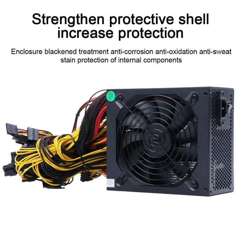 

1600W Power Supply 80 Gold Altcoin Crypto Coin ATX PSU Mining Rig GPU For GTX1080 1060 RX470 480 570 Eth ETC BTC XMR Miner
