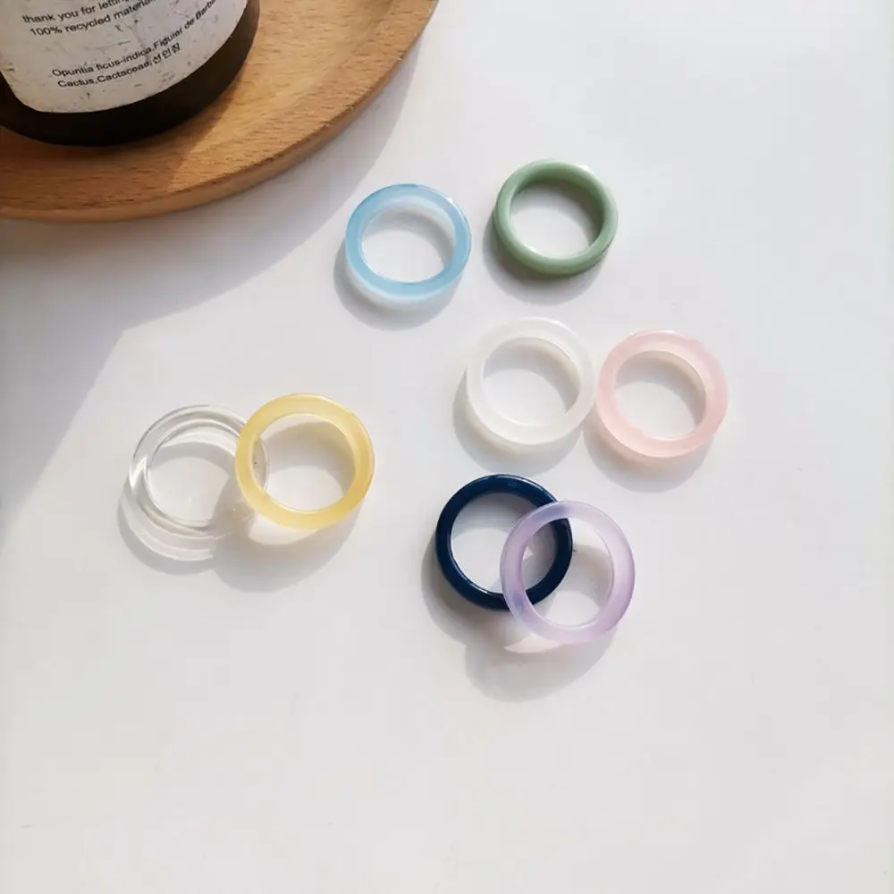 

Korean Retro Geometric Color Fruit Ring Korean Version Of INS Wind Transparent Ring Girl Candy Color Fruit Ring