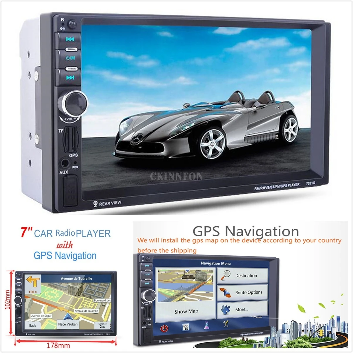 

5 шт./лот Горячая 7 "2DIN HD 12V автомобильный GPS навигации автомобиля Bluetooth стерео MP5 плеер FM Радио 7021 г заднего вида Камера