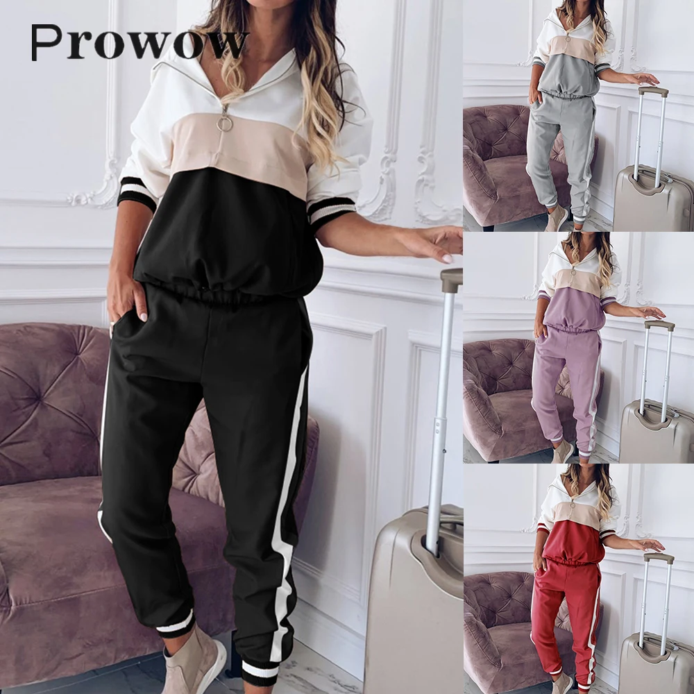 

Prowow на весну и на осень, одежда для прогулок, комплекты из двух предметов, топы с длинными рукавами для женщин модная повседневная одежда в с...