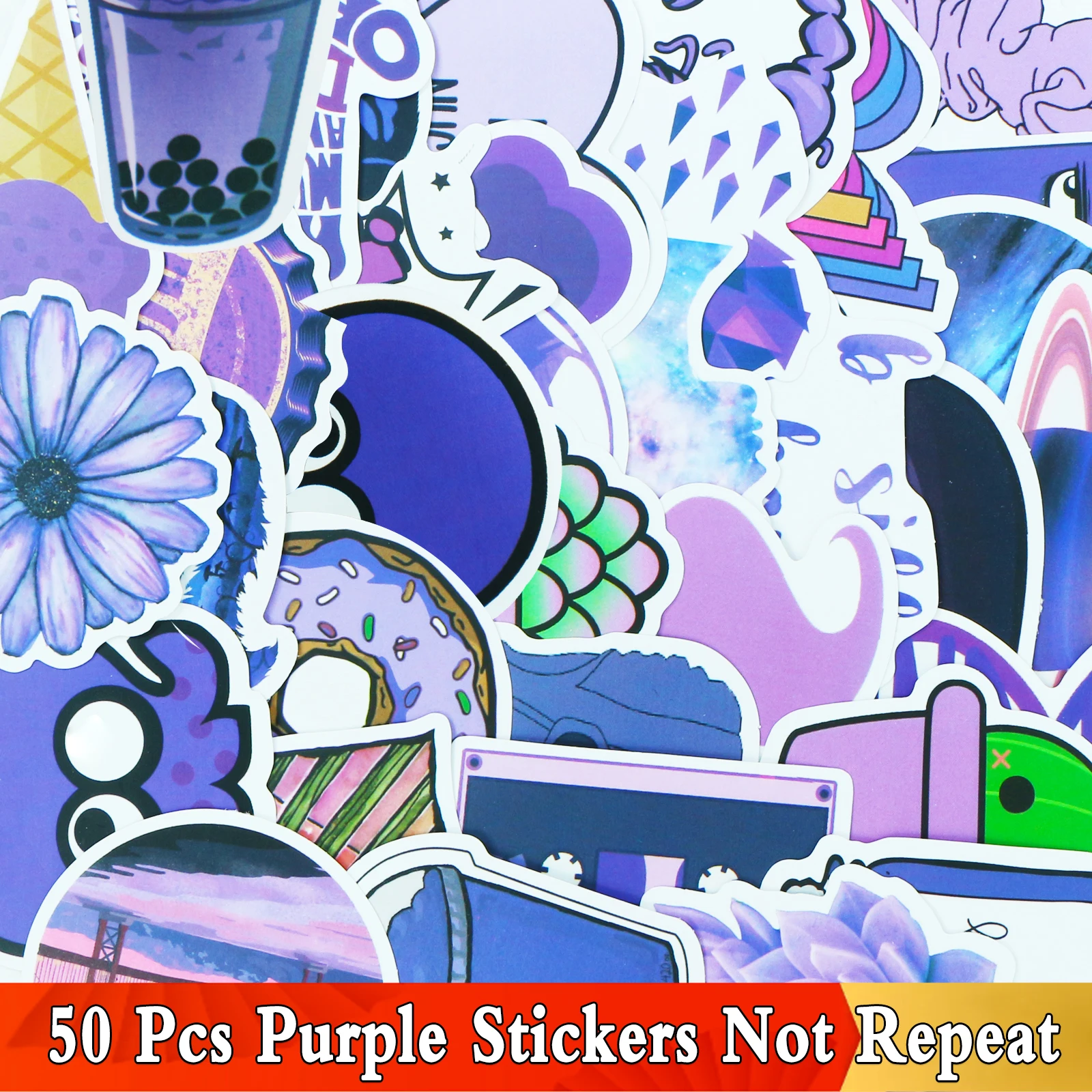 50 шт./лот милые фиолетовые наклейки забавная мультяшная аниме-наклейка для