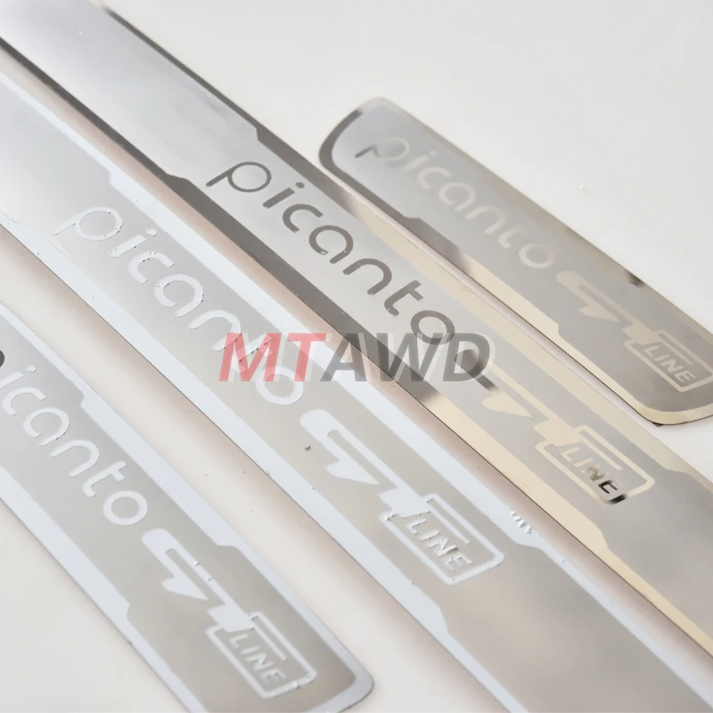 

For KIA PICANTO GT LINE 2012-2019 2020 Stainless Door Sill Kick Scuff Plate Protectors Trim Cover Sticker Car Styling Accessory