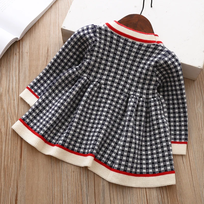 Girls Knitted Warm Dresses Lattice Kids Toddler Girl Princess Costume Baby Cotton Christmas Dress 2019 Autumn Winter Wear | Детская