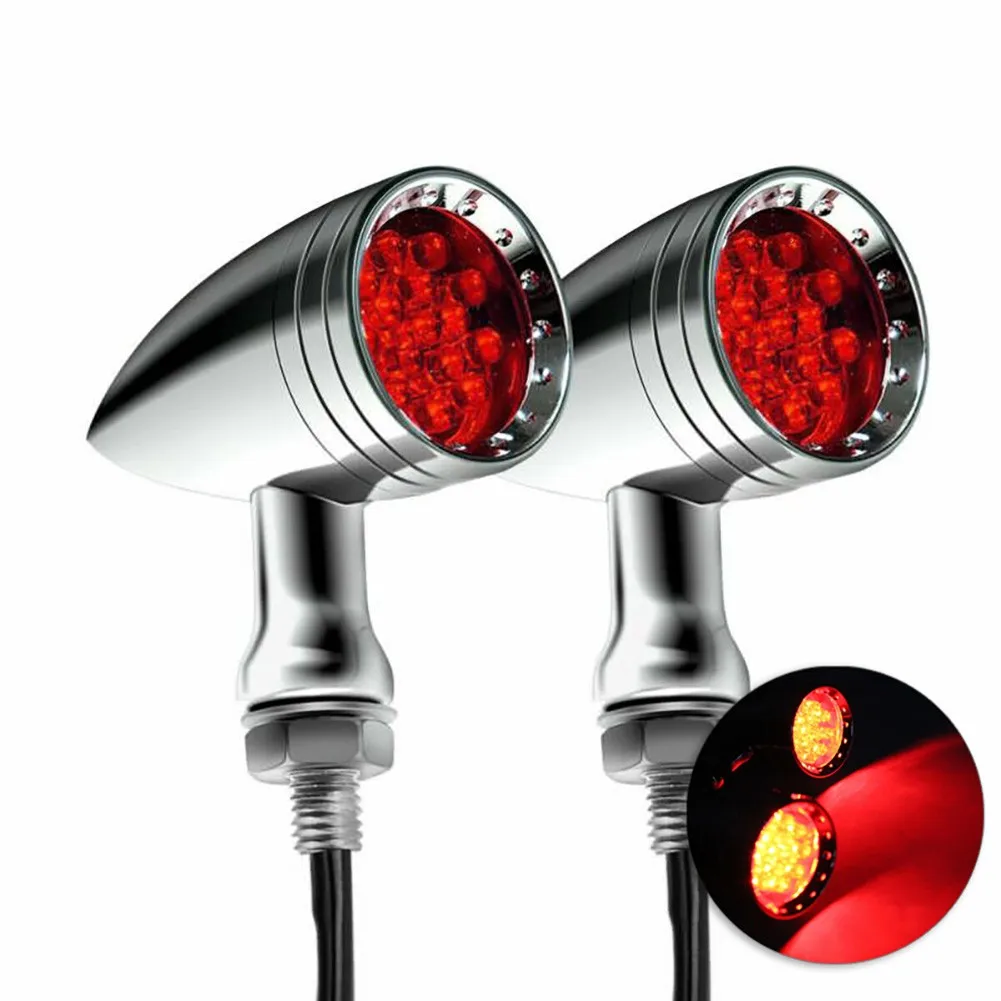 

Chrome Lights Turn Signal Indicator Motorcycle Rear Red Tail Universal