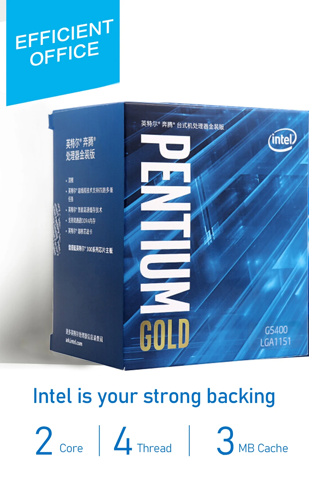 Intel Pentium Gold G5400 настольный процессор 2 ядра 3,7 ГГц LGA1151 300 серия 54 Вт/58 Вт BX80684G5400