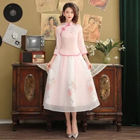 sheng coco hanfu costume traditional chinese clothing retro embroidery women pink suits summer ensemble femme new style fresh