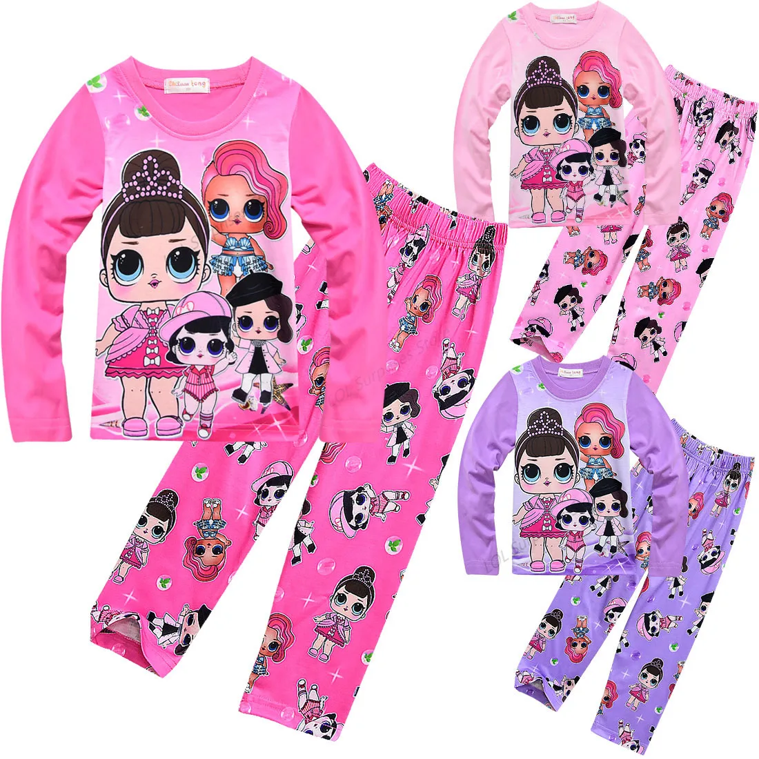 

LOL Surprise Dolls Baby Girl Pajamas Kids Pajama Set Children's Home Service Two-piece Girl Cartoon Anime Long-sleeved Trousers