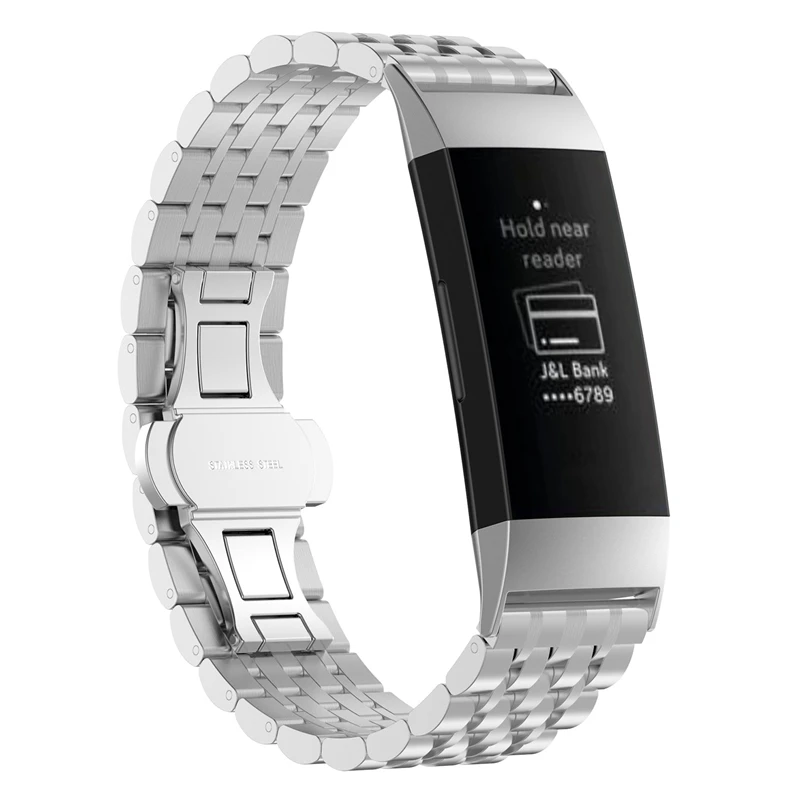 

Metal Bands for Fitbit Charge 3 / Charge 4 Stainless Steel Metal Strap Wristband for Women Men