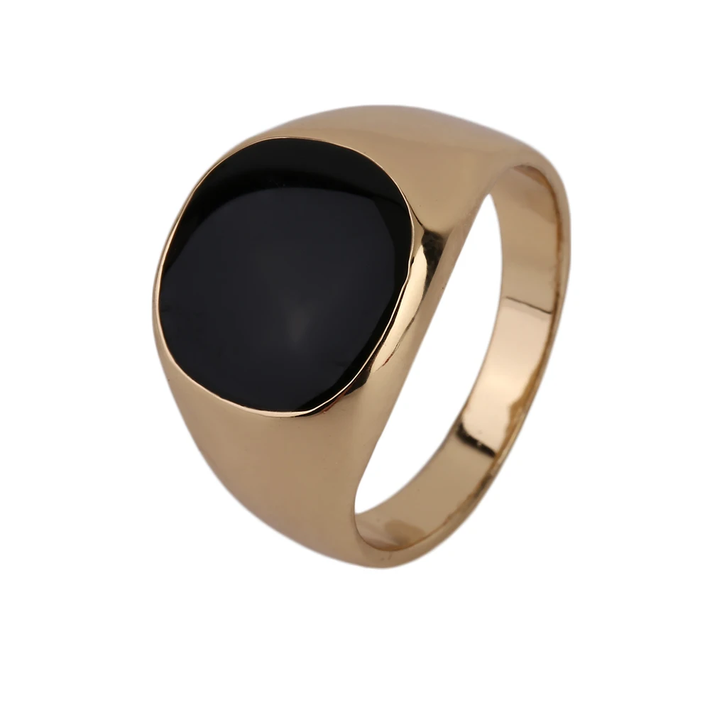 

Stainless Steel Metal Ring Black Onyx Stone Engagement Wedding Ring