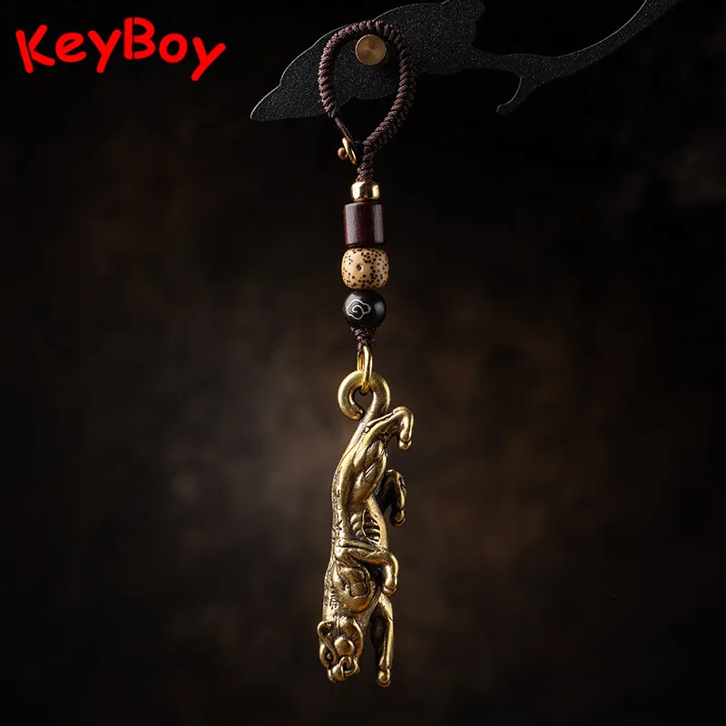Латунный брелок с гравировкой тигра и китайскими словами автомобильный подвеска