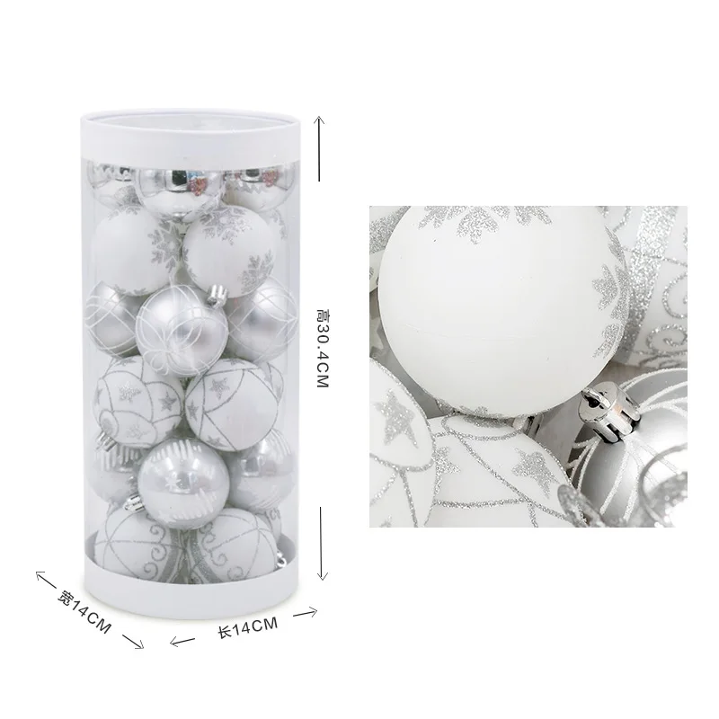 

Coloured Drawing Pattern Christmas Balls 6cm Christmas Tree Hanging Ornament Gold Blue White Decoration Xmas Balls