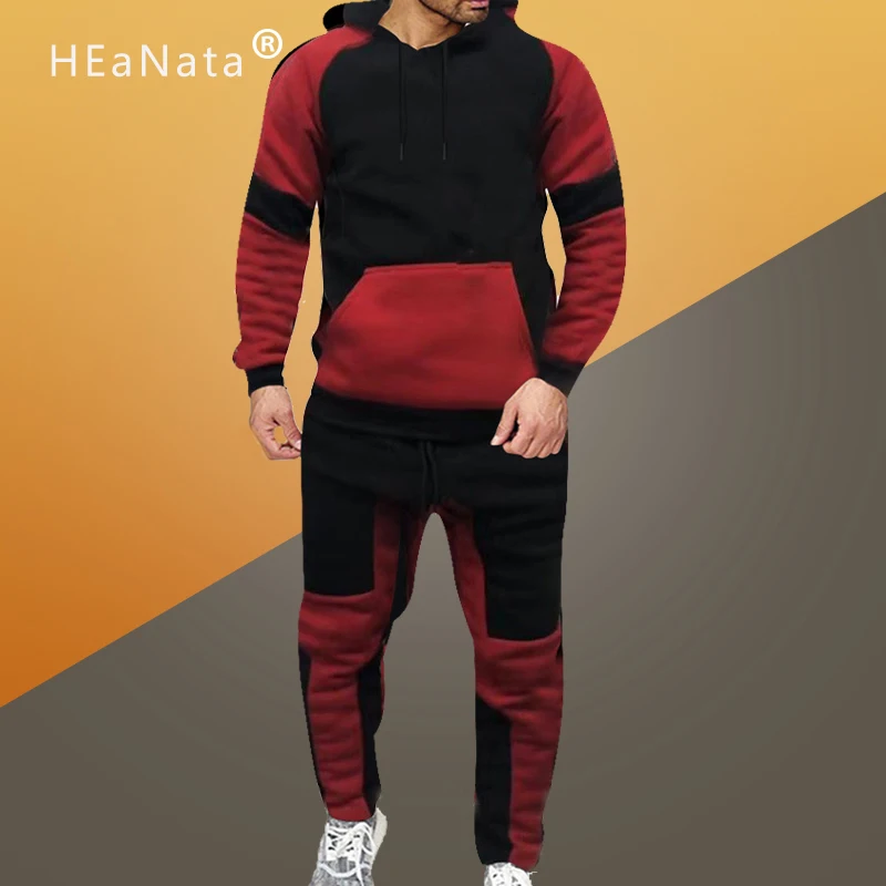 Новинка мужские комплекты больших размеров модная повседневная толстовка с