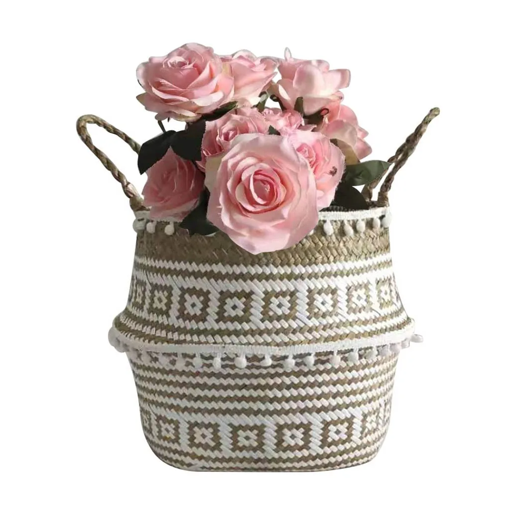 

Seagrass Wicker Basket Flower Pot Folding Basket Storage Basket Decoration Vase Duza Doniczka Cache Pot Pour Plante Groot