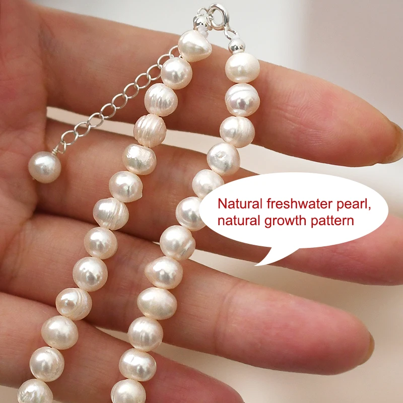Женское Ожерелье-чокер из серебра 925 пробы с натуральным пресноводным жемчугом |