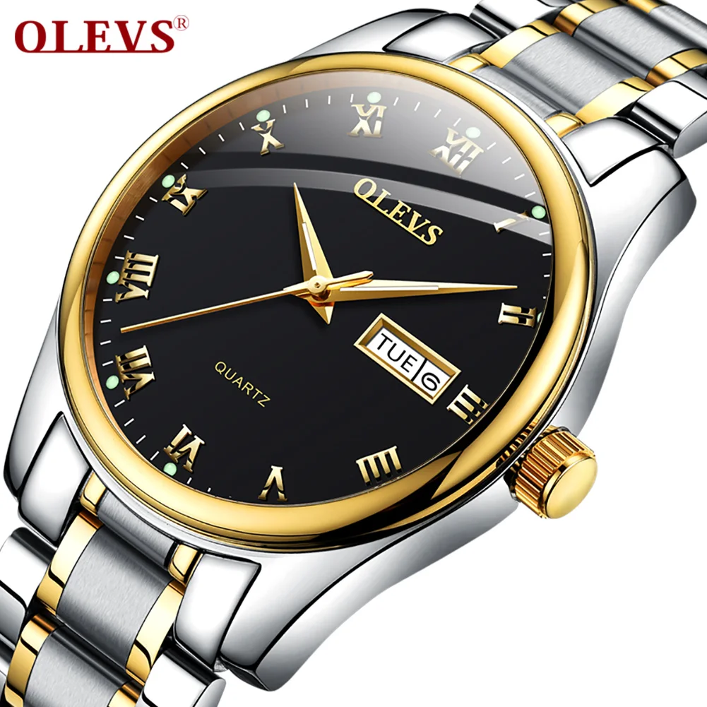 

Fashion Casual Watches Men Sport Stainless Steel Case Watch Quartz Business Calendar Date Weekday Wristwatch for Lady Clock