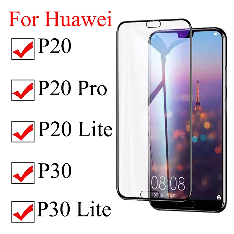 Защитное стекло для экрана huawei P30 P20 P20pro P20lite полное покрытие из закаленного