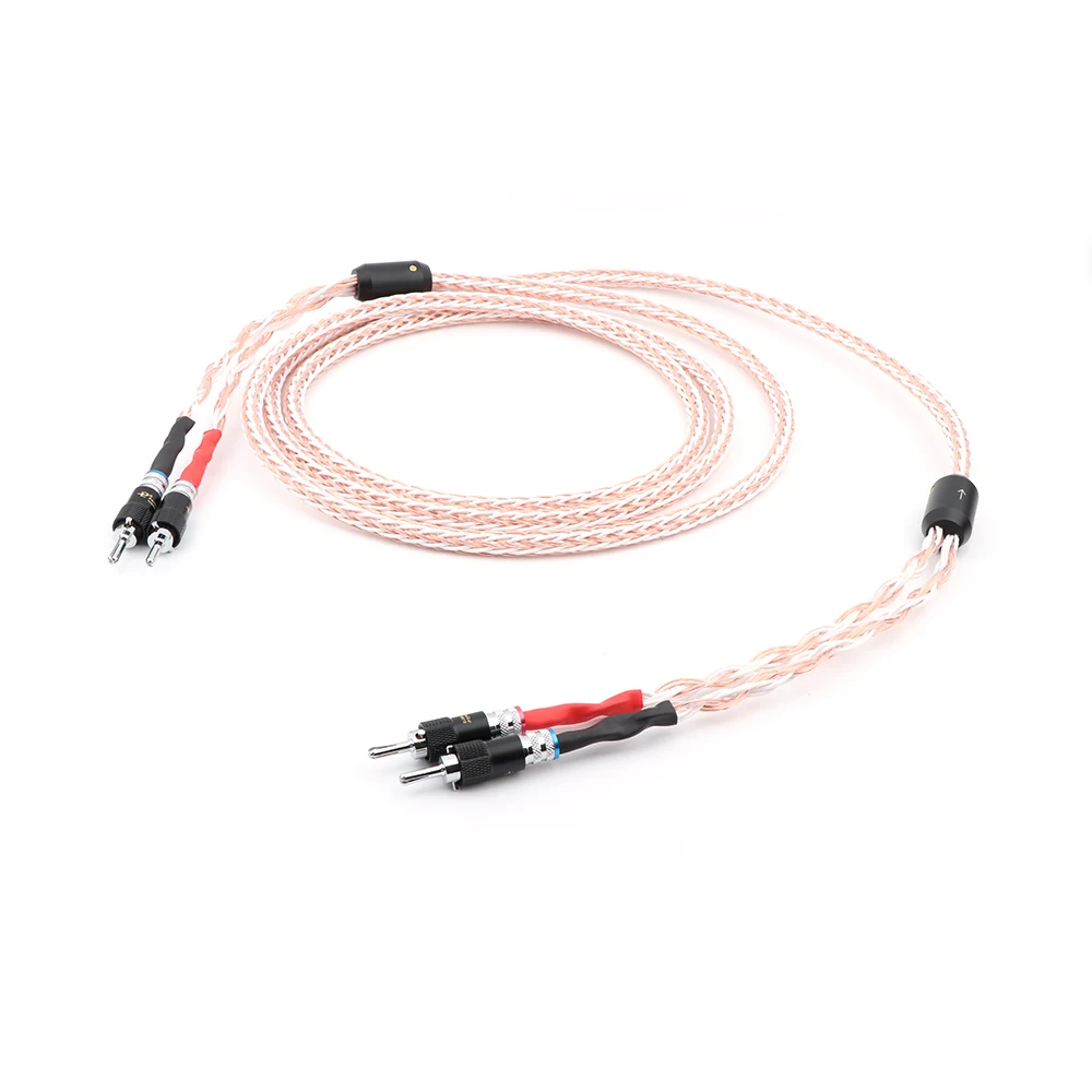 

Pair 8TC 16 core HiFi Speaker Wire Speaker Cable with Rhodium Plated Banana Plugs 10AWG (OCC) Speaker wire Speaker Cable Hifi