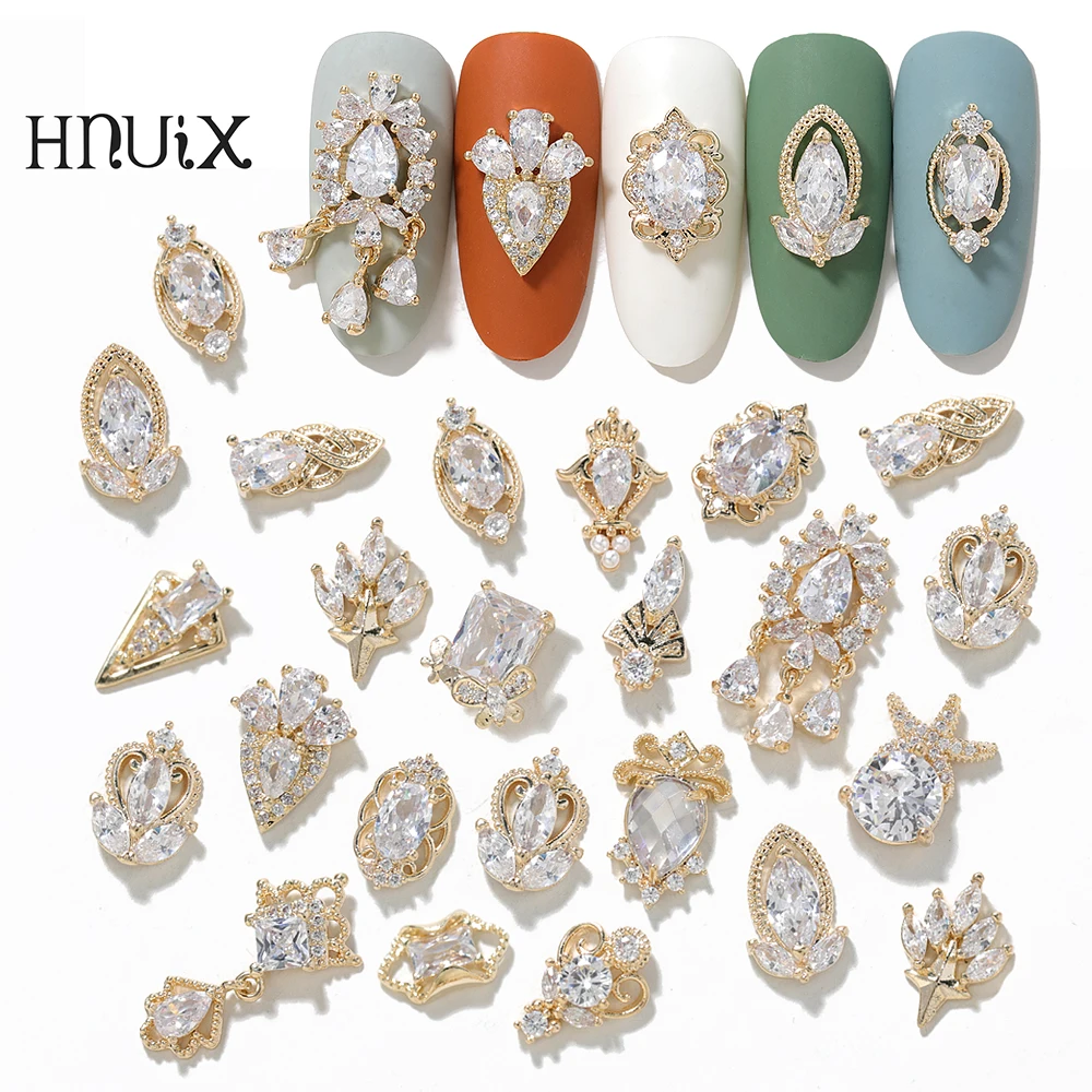 

High end luxury 1Pieces Lot Pendant Chain 3D Alloy Butterfly Nail Art Zircon Pearl Metal Manicure Nails DIY Accessories