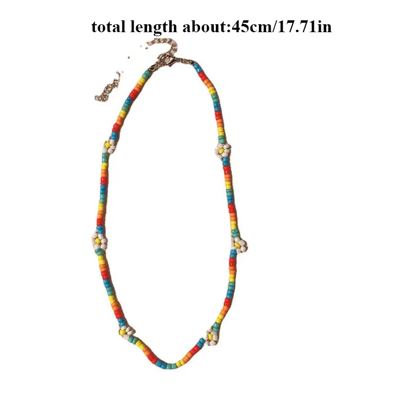 

2021 New Korean Fashion Cute Flowers Daisy Bracelets Transparent Colorful Beaded Handmade Elastic Wristband for Women Jewelry