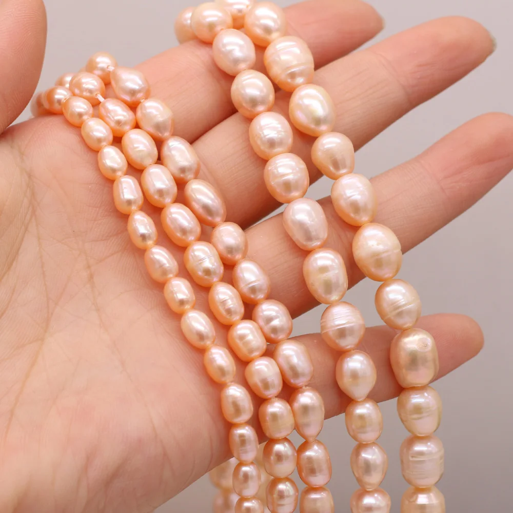 

High Quality 100% Natural Freshwater Rice Shape AA Pink Pearl Beads for Jewelry Making Bracelet Necklace Accessories Gift