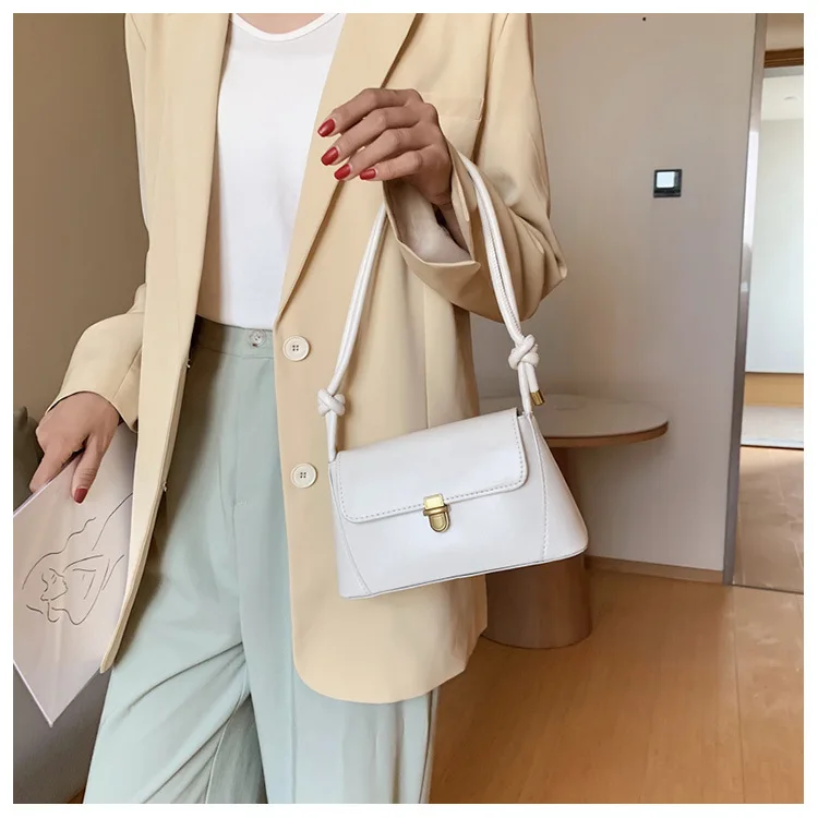 

Fashion Handbag Women Simple Solid Color Shoulder Bags Messenger Hasp Phone Bag with Button Female Retro Totes Bag