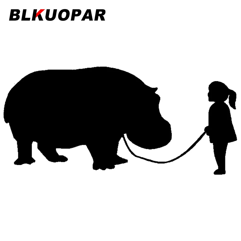 

BLKUOPAR for Girl Walking Hippo Car Stickers Fashionable Decals Vinyl Car Wrap Campervan JDM Assessoires Snowboard Scratch-Proof