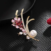 high end pearl brooch luxury zircon korean style color temperament brooch dinner western fitting golden wheat ear corsage