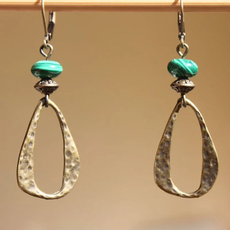 

Vintage Beads Hollow Water Drop Earrings for Women Ethnic Golden Ancient Metal Statement Dangle Earrings Jewelry Gift