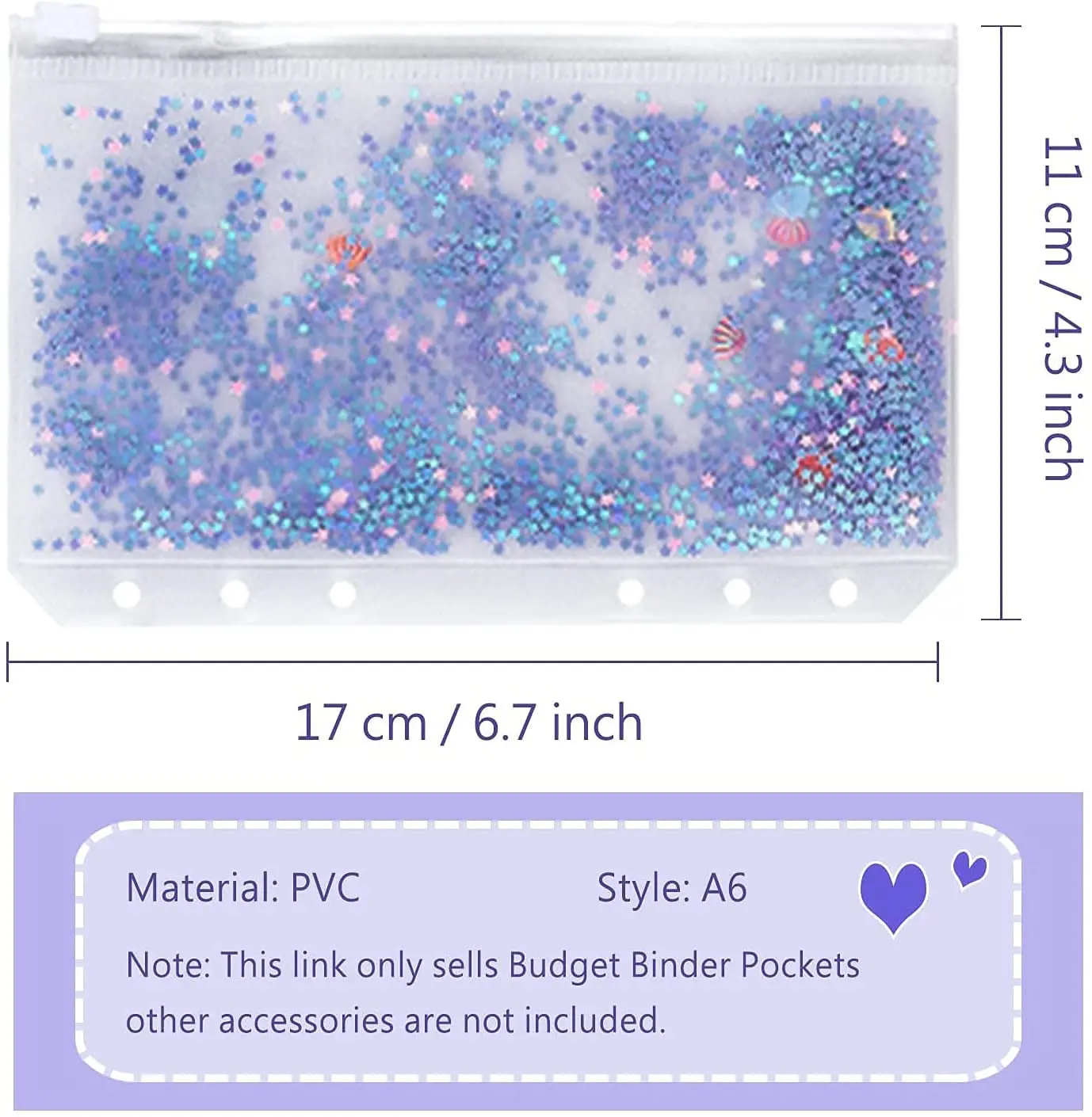 6 Pieces A6 Binder Cash Envelopes PVC Budget with Zipper Pocket Folders for Ring Refillable Notebook | Канцтовары для офиса и