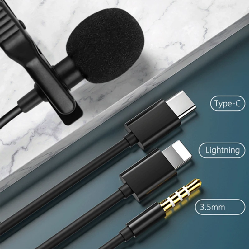 

3.5mm Clip Mic Type C Microphone Phone Wired Mic Clip Condenser Microphone Clip Lavalier Microphone ND998