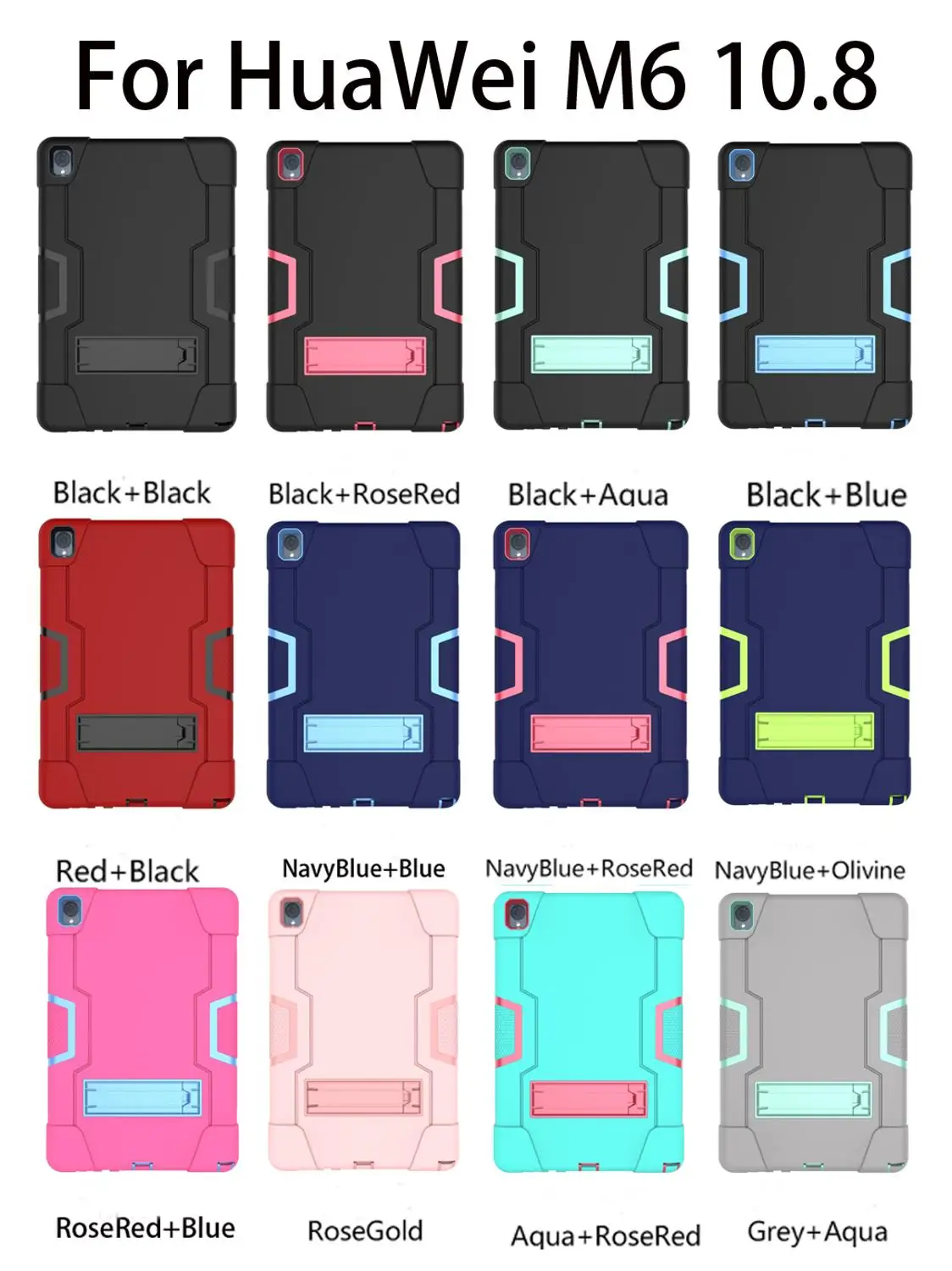

Case For Huawei Mediapad M6 10.8" 2019 Case Silicone Soft Shockproof Rugged Duty Protective Stand Cover