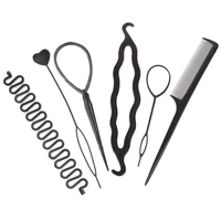 new style 6pcsset hairstyle braiding tools pull through hair needle hair dispenser disk hair comb hair accessories