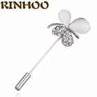 Rinhoo Серебряный Цвет Кристалл Бабочка Броши на воротник для женщин длинная игла жемчужная булавка брошь насекомое ювелирные изделия аксессуар для одежды