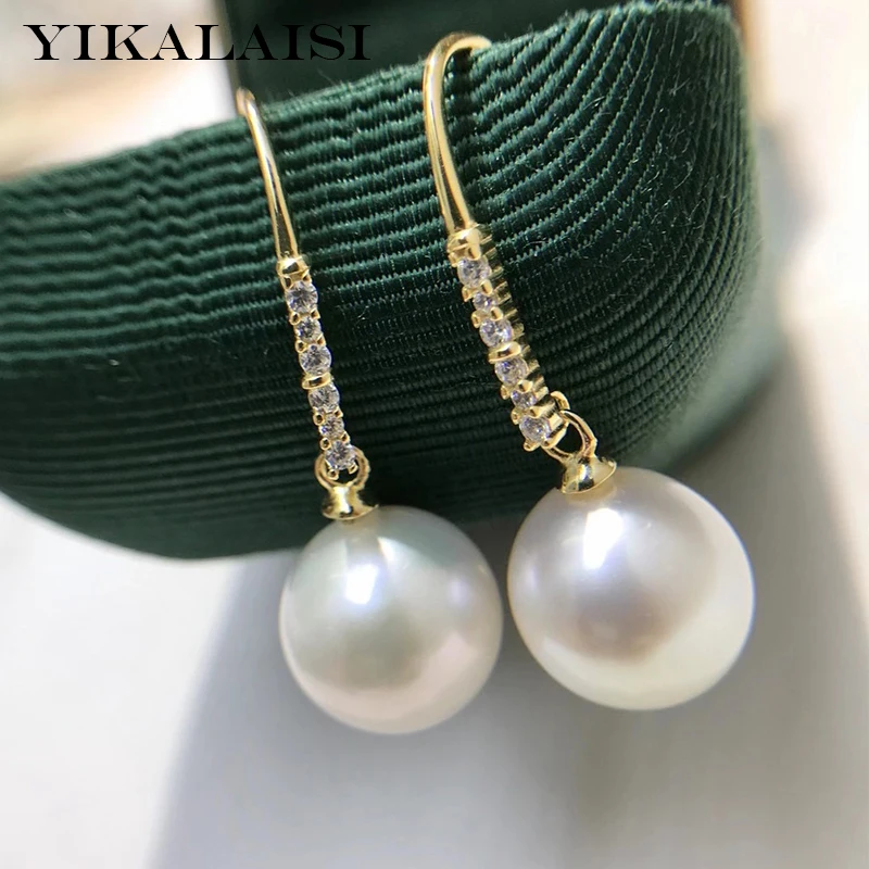 

YIKALAISI 925 Sterling Silver Earrings Jewelry For Women 9-10mm Round Natural Freshwater Pearl Earrings New Wholesales