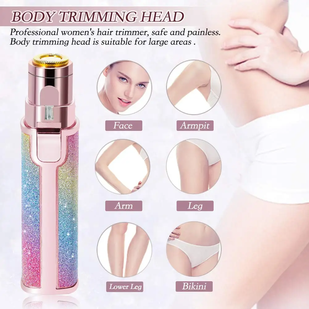 

USB Rechargeable Eyebrow Trimmer Hair Removal LED light Facial Hair Razor Epilator Wowen Lips Styler For Lips Nose Mustache