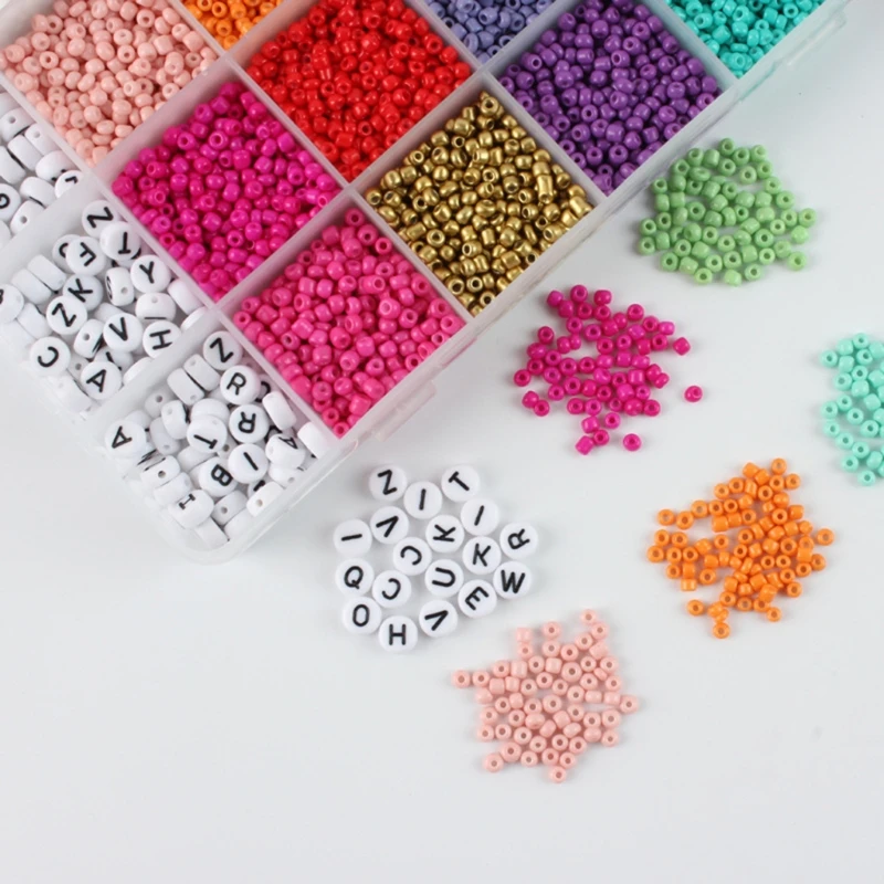 

10200pcs Various Rice Beads Letter Beads for DIY Jewelry Accessories Bracelet Earrings Making Supplies with Handy Tools