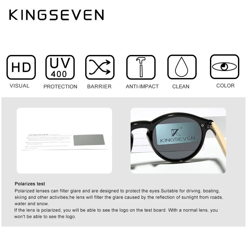 KINGSEVEN поляризованные мужские очки с логотипом под заказ из бамбука, деревянные Винтажные Солнцезащитные очки с защитой от уф400 лучей, модные женские очки
