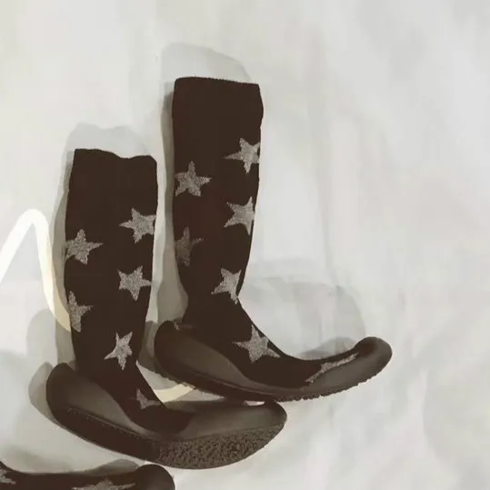 long star Домашняя обувь с мягкой подошвой для родителей и детей; обувь с героями мультфильмов для малышей; обувь домашняя для малышей; детские гольфы - Цвет: long star