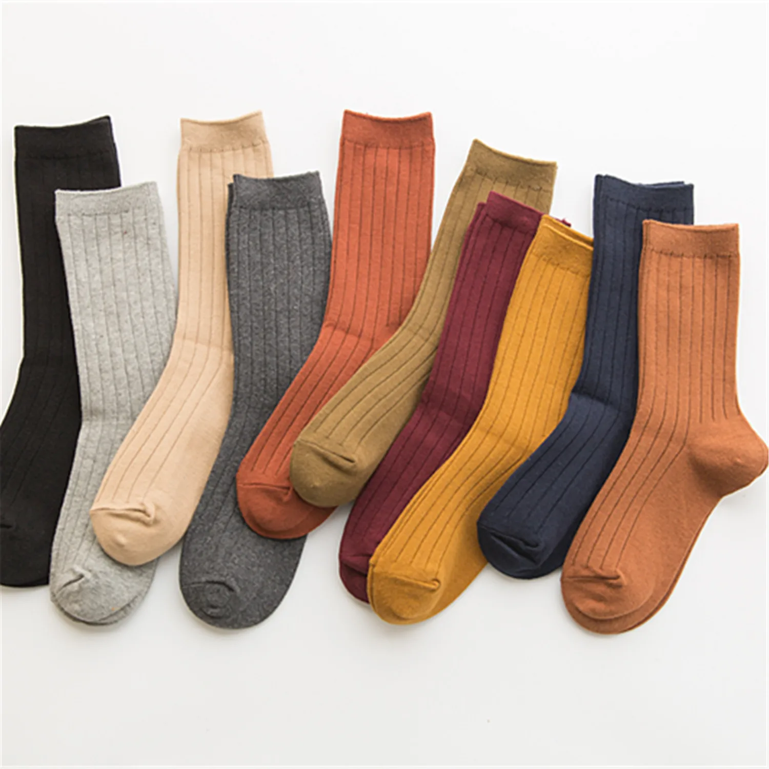 Студенческие Носки Осенние новые двойные иглы носки для женщин стильные