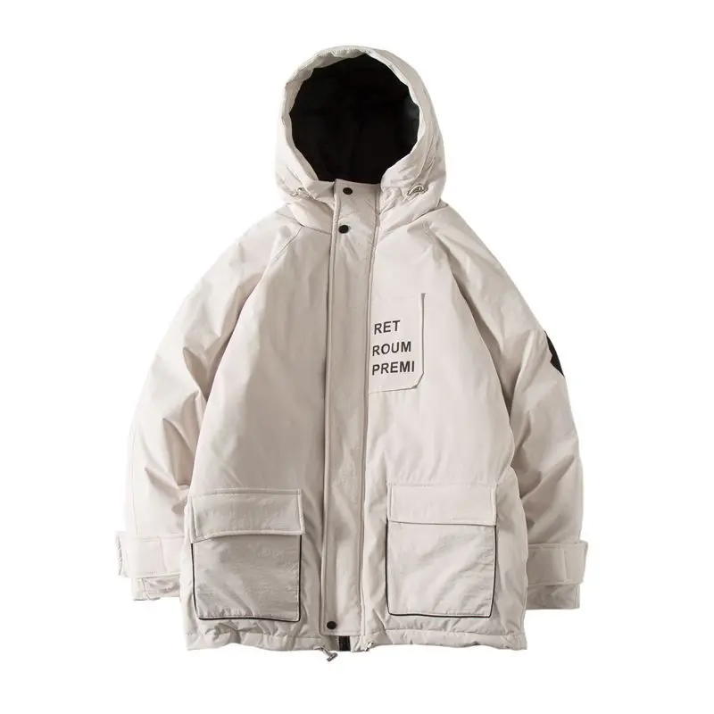 Men's Fashion Mid-length Tooling Padded Jacket Tide Brand Couple Padded Jacket Korean Loose BF Bread Jacket Harajuku Winter Coat