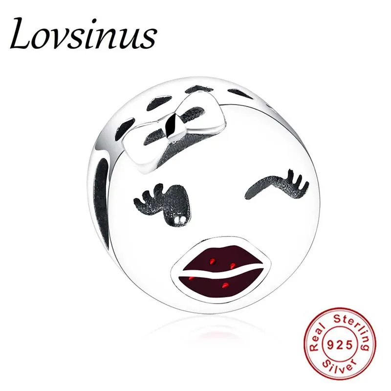 Оптовая продажа новинка Стерлинговое Серебро 925 пробы мода смайлик/красная губа