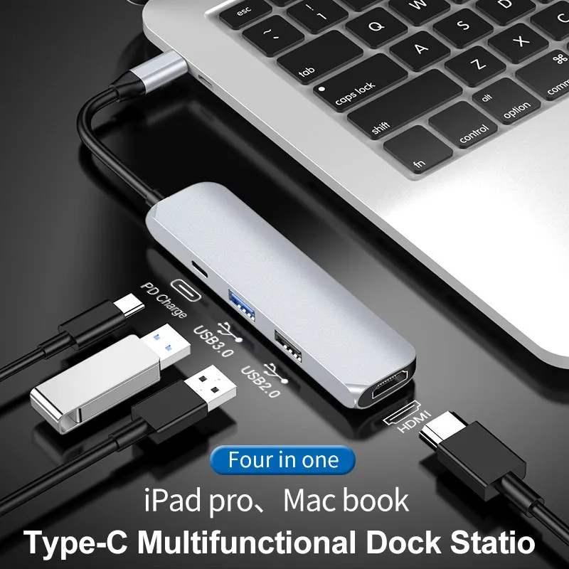 4-in-1 USB C to HDMI Adapter Type-C 4K 3.0 2.0 Hub Docking Station With PD Charging Port For Macbook Ipad Pro | Компьютеры и офис