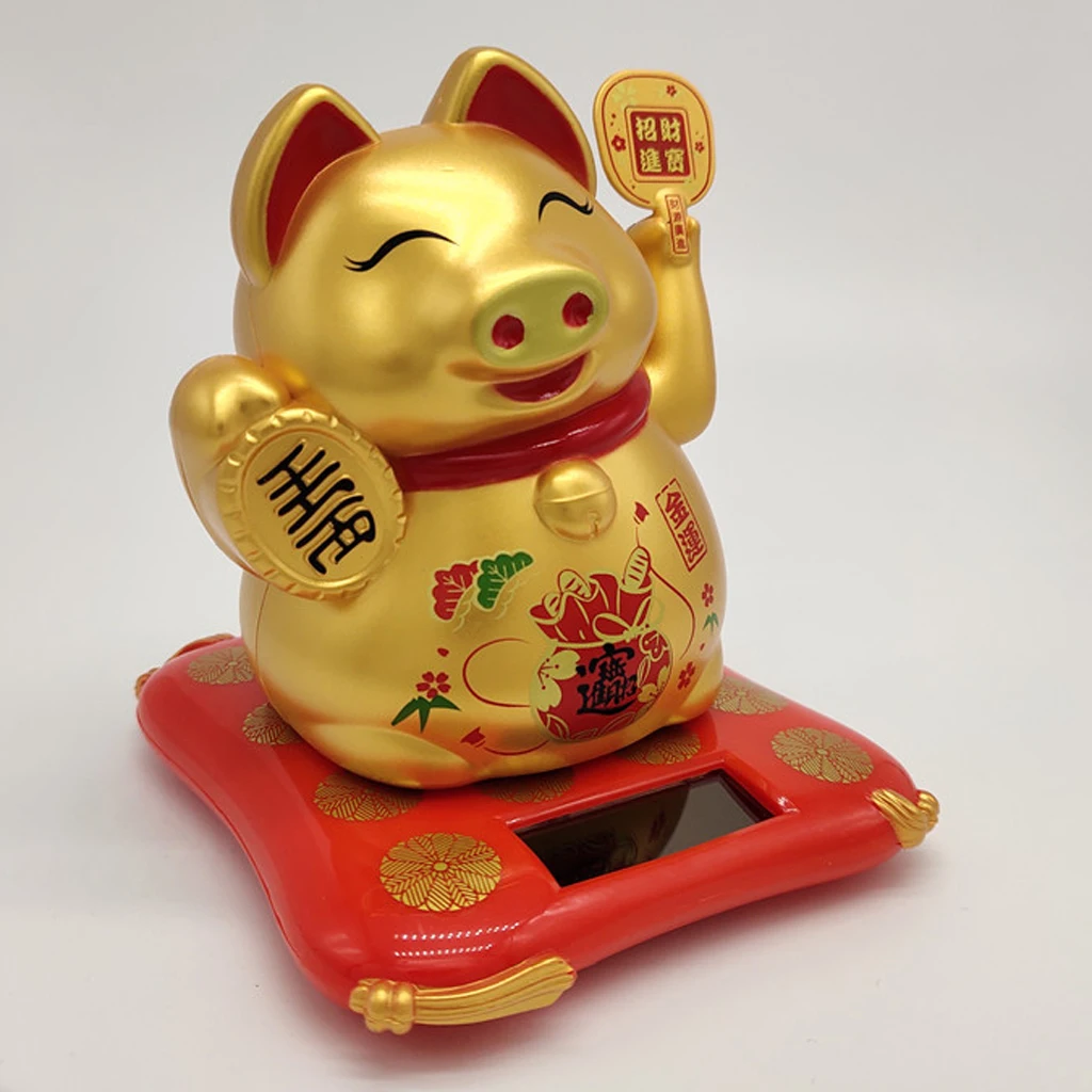 Симпатичная модель на солнечной батарее Счастливый золотой свинья