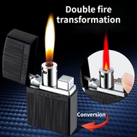 jet dual flame gas lighter turbine torch gas windproof grinding wheel butane lighter creative switch natural two color flame