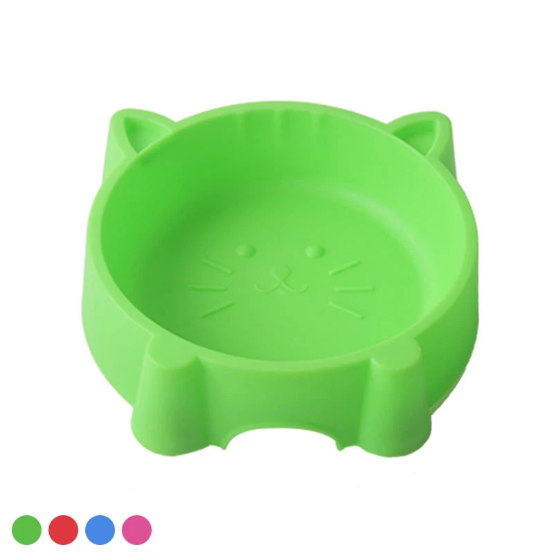 

Pet Supplies Candy Color Cute Cat Head Dog Bowl Non Slip Plastic Round Single Bowl Cat Drinking Container for Puppy Water Bottle
