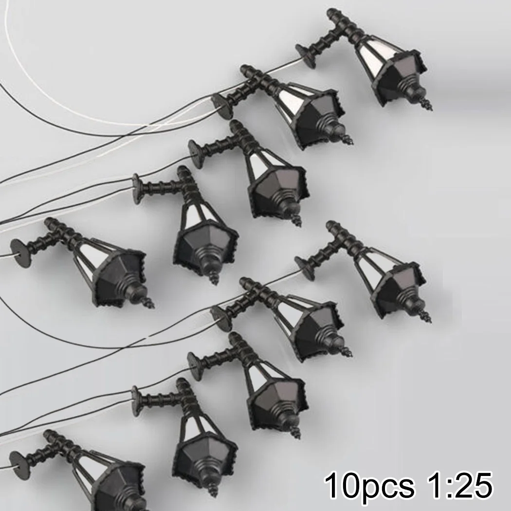 

10Pcs Train Railway Park Led Lamppost Lamps Wall Lights Model Scale 1:25 3V Model Garden Lamps Miniature Lanscape