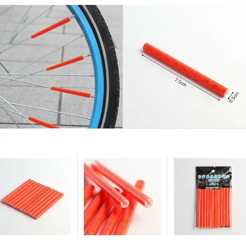 12 Pcs/Banyak Sepeda Gunung Naik Sepeda Roda Rim Berbicara Klip Penahan Tabung Peringatan Lampu Strip Reflektor Reflektif Tabung 75 Mm