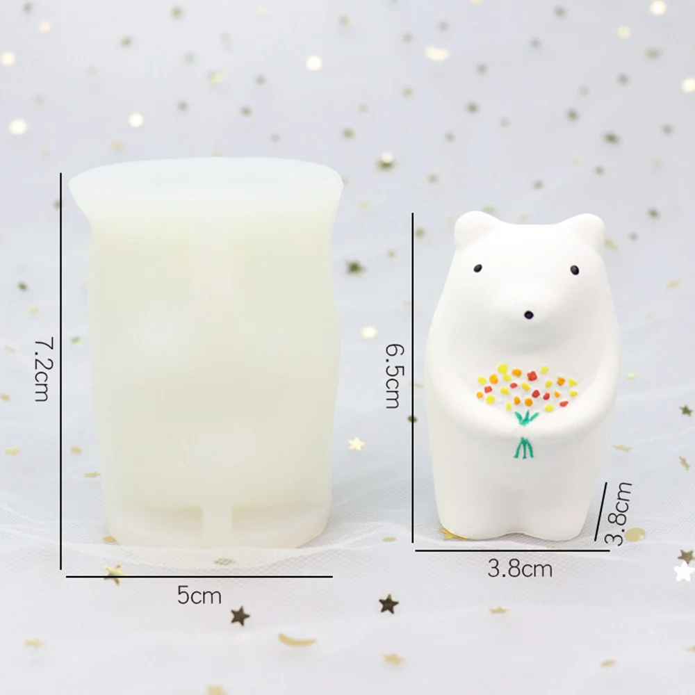 

Cute Bear Silicone Aroma Candle Molds Diy Soap Moulds Silicone Bear Molds