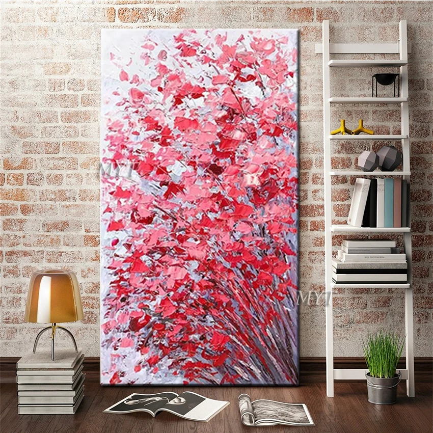 

Handmade Palette Knife Flower Paintings Hand-painted Canvas Oil Painting Wall Decor Art Picture Large Living Room Decoration